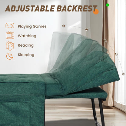 Convertible Sofa Bed, 4 in 1 Multi-Function Folding Ottoman Bed with Adjustable Backrest, Modern Pull Out Sleeper Chair for Living Room Apartment Office (Plus Beige, 36" Width-Large)